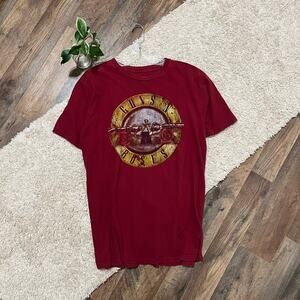 Guns & Roses Unisex Large Burgundy Short Sleeve Pullover Band Graphic Tee